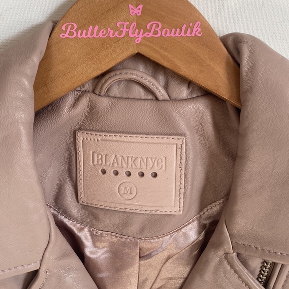 (A8) NEW Blank NYC Pink Genuine Leather Moto Jacket, Size Medium, NWOT - Picture 6 of 14